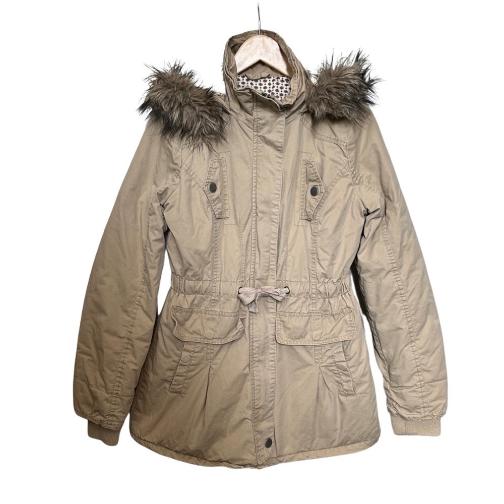 LA Hearts Quilted Tan Denim Hooded Jacket Women’s Size Medium.